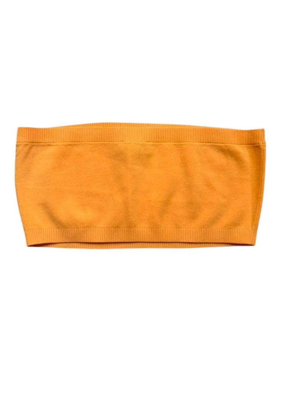 Stockholm Atelier Women L Orange Knit Bandeau Tube Top Strapless Acetate Blend.